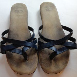 G.H.BASS SUNJUNS Sharon Navy Blue Leather Strap Sandals Sz 11 M Medium FITS 12 M